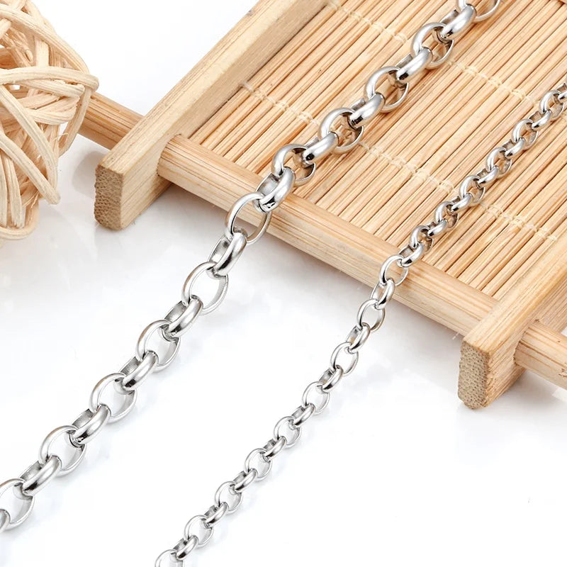 Choker Plated Tone Stainless Steel Women Men O Chain Oval Link DIY Necklace Jewelry Making Accessories