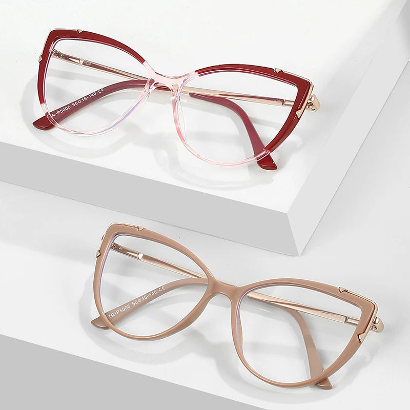 2024 Metal TR90 Women Eye Glasses Anti Blue Light Eyeglasses Fashion Europe Ladies Eyewear Wholesale Glasses