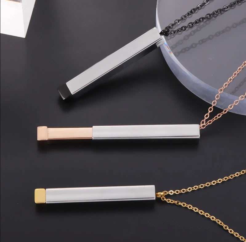 Good Quality Stainless Steel Necklace Engraved Bar Pendant Necklace Personalised Hidden Message Bar Necklace for Gifts