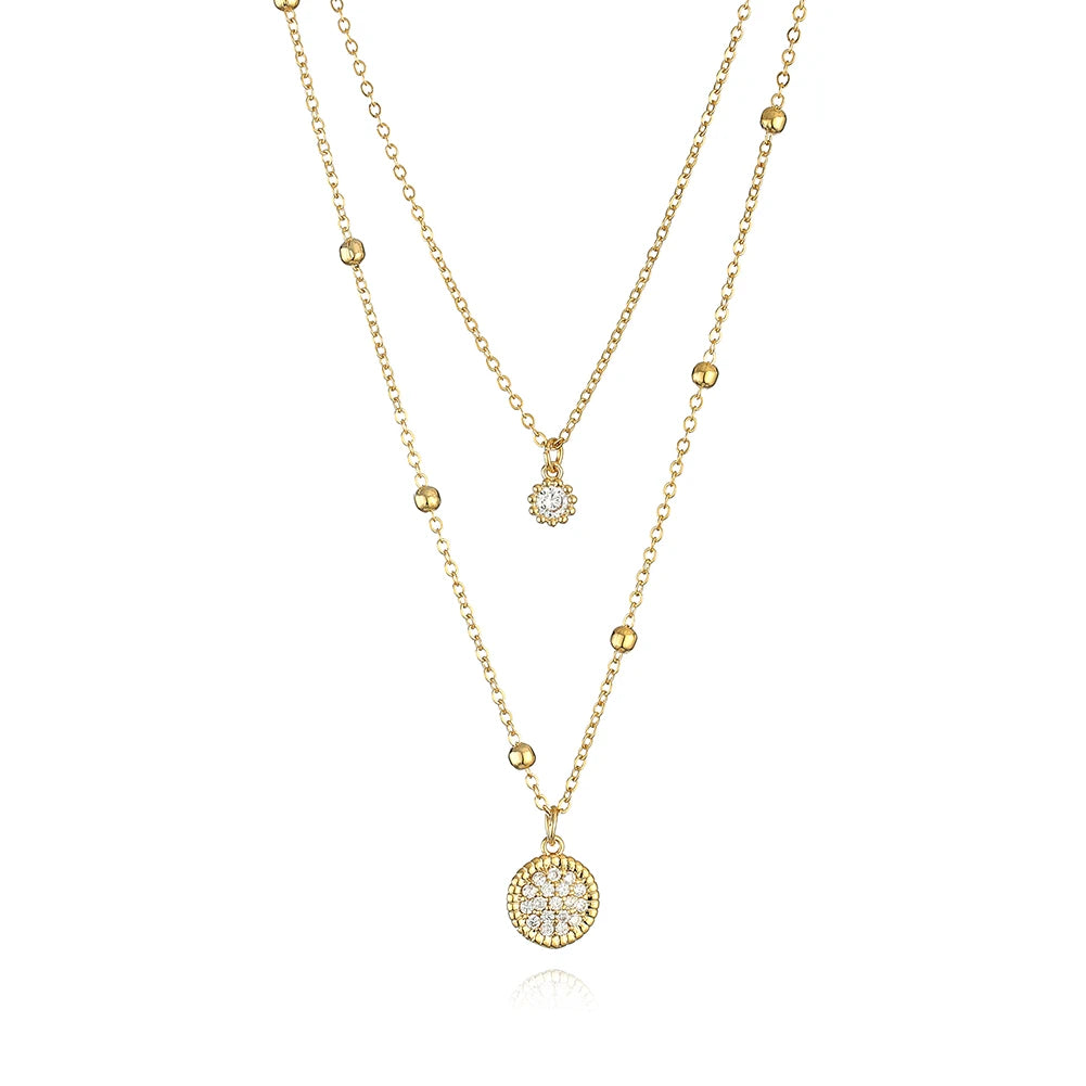 New Arrival Personalized Copper 18-karat Gold Plated Necklace With Multi-Layers Zircon Stone Silver Jewelry