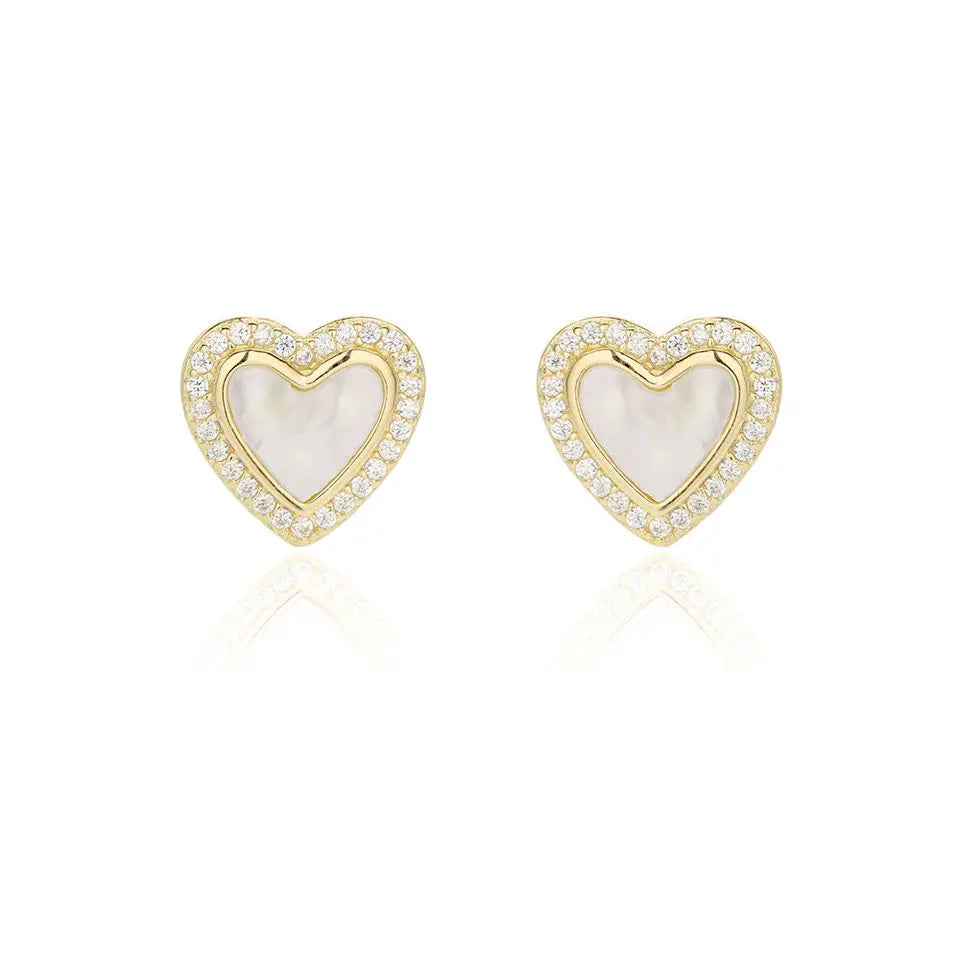 Fashion Zirconia Womens Korean Heart Earrings 925 Sterling Silver Lovely Korean Style Gold Stud Earrings