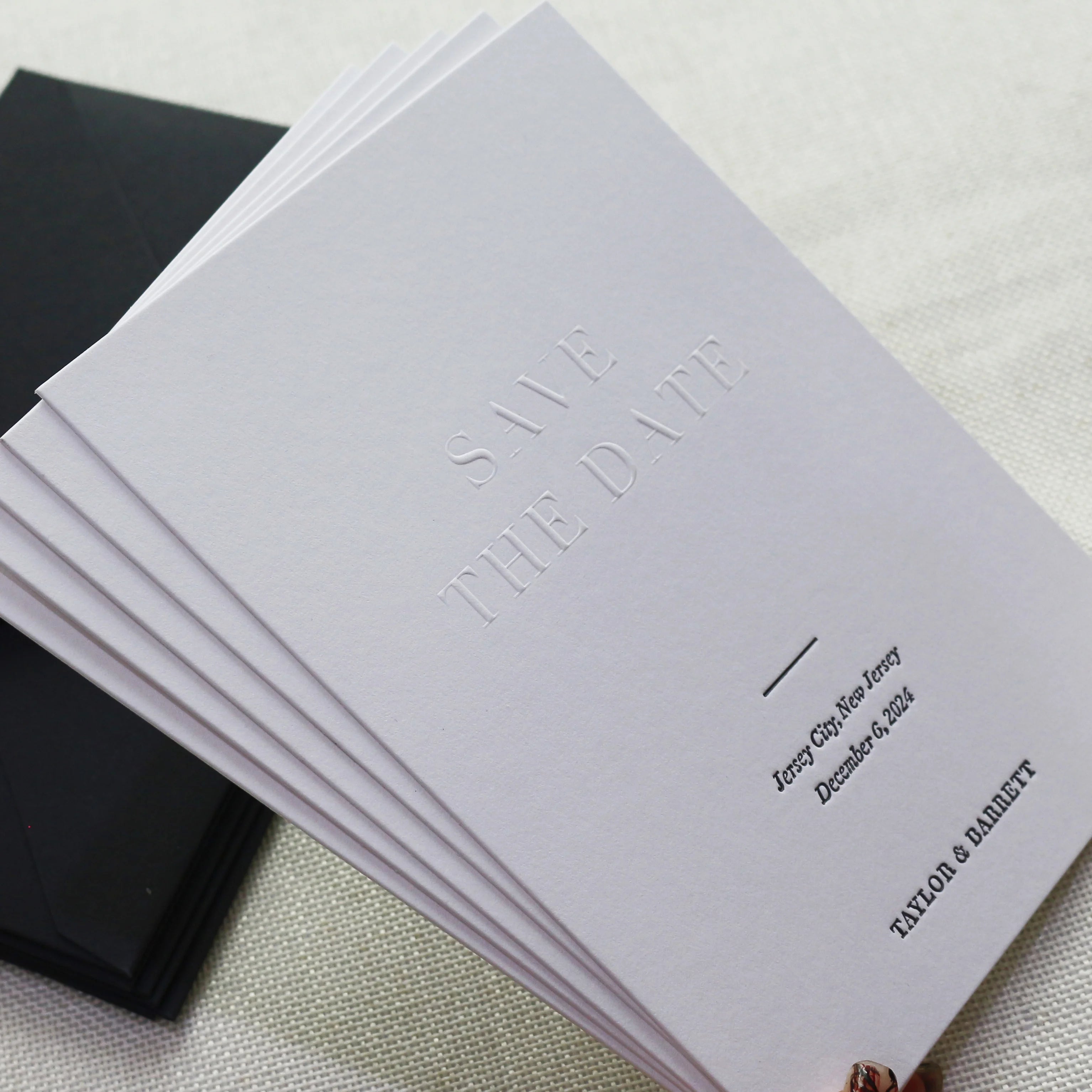 Customized Save the Date Wedding Invitation Cards With Matched Envelope Letterpress Embossing Wedding Cards