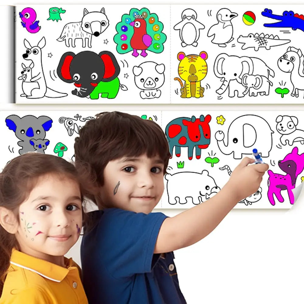 Custom Logo DIY Painting Coloring Roll Children's Drawing Paper Color Filling Flexographic Printing 30x300cm Film Lamination