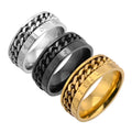 Hot Hip Hop Viking Digital Men's Jewelry Waterproof Plating Custom Stainless Steel Rotatable Cuba Chain Rings