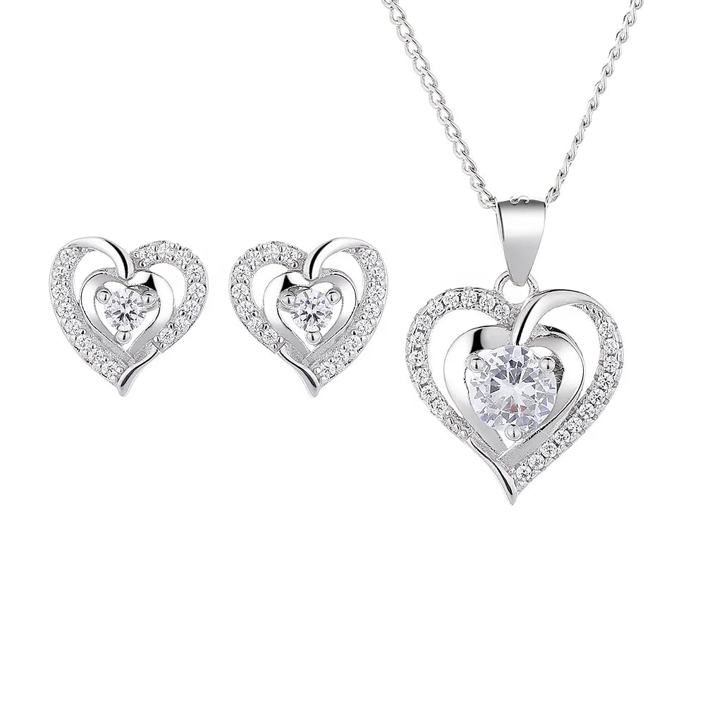 Wedding Sets 925 Sterling Silver Ocean Heart Necklace Fine Jewelry Sets Female Korean Version of Niche Design Temperament Set