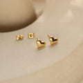 Women Minimalist Earrings Cute Mini Jewelry Stainless Steel Gold Plated Small Heart Stud Earrings for Ladies