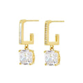 Ladies Fashion Chic Alloy Material square Zircon Beads Charm Tiny Earring 925 Sterling Silver Pin for Party Wedding Brides