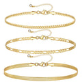 Summer Fashion 3pcs Gold Beaded Snake Figaro Chain Anklet Set Leg Foot Jewelry 14k Gold Foot Chain Ankle Bracelet for Women