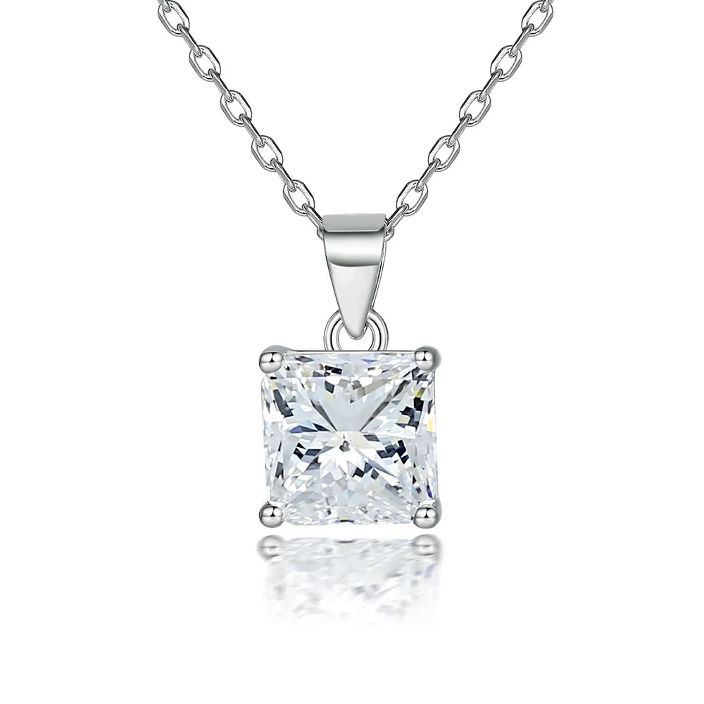 Hot Selling 925Silver Minimalist Chain Square CZ Pendant Necklace