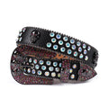 Customized Logo Western Punk Cowboy Bling Bling Rhinestones Skull Belt for Men