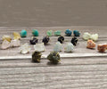 Zooying  18K Gold Filled Gemstone Raw Healing Crystal Stud Earrings for Women Rough Rose Quartz Amethyst Earrings