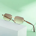 DOISYER Custom Logo Rimless Rectangle Sunglasses Polygonal Shaped UV400 Protection Shades for Women Men Fashion Designer Style