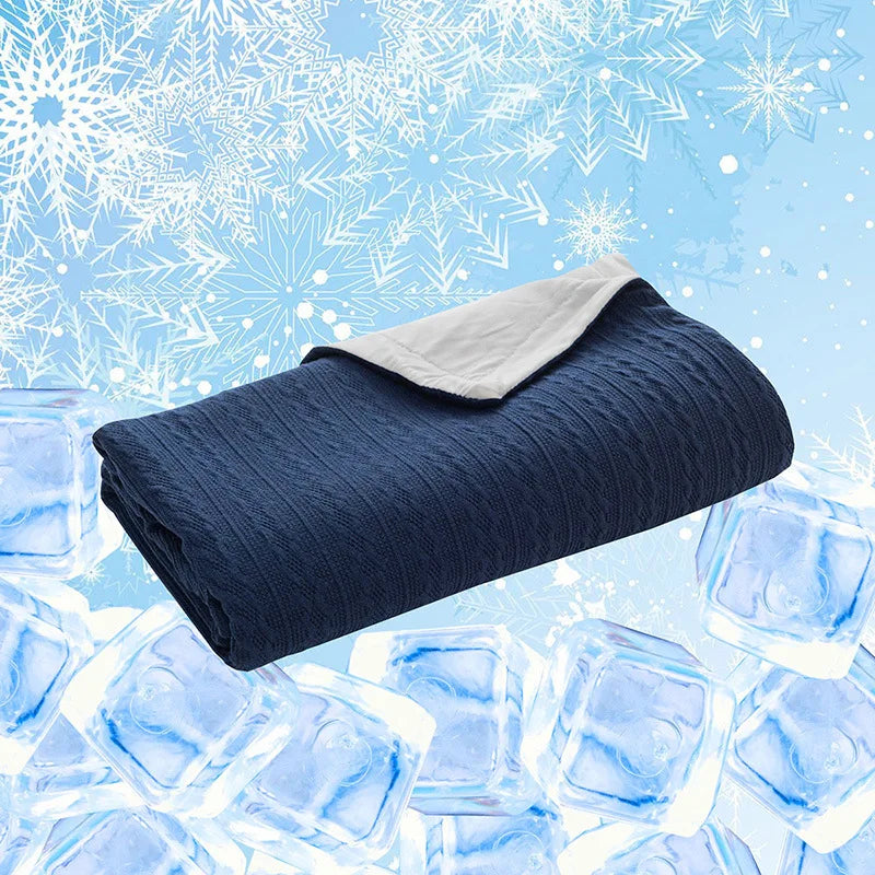 Super Soft Woven 100% Polyester Cooling Blanket with Double-Sided Cold Effect Striped & Festival Patterns