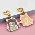 Rainbow Holographic Custom Kpop Designer Cartoon Cat Kawaii Clear Acrylic Waterproof Digital Printed Glitter Keychain Bulk
