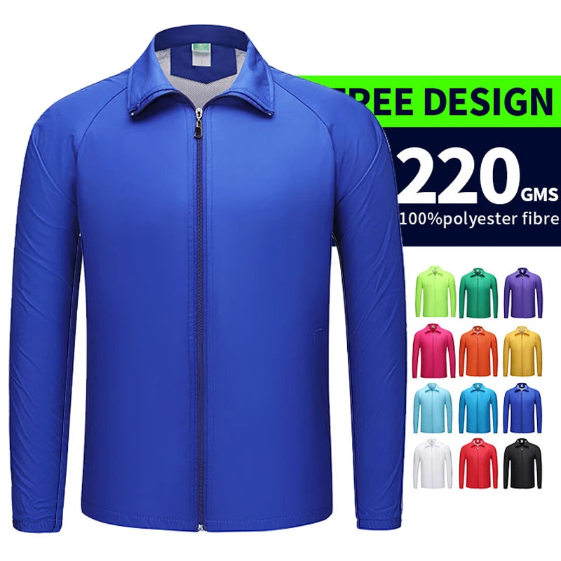 New Fashion 100%polyester Jackets Men's Windbreaker Jackets for Workers or Volunteer Zipper Stand Collar Jackets