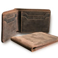 Waterproof Handmade Crazy Horse Leather Wallets Bifold Genuine Leather Slim Mens Billeteras