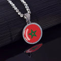 African Flag Pendant Hip Hop Bling Iced Out Chain Necklace National Flag Jewelry Souvenir
