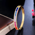 High Quality Gold Filled Princess Cut Rainbow Cubic Zirconia Round Bangles Bracelet for Fashionable Women Party Wrist Jewelry MegaBDM