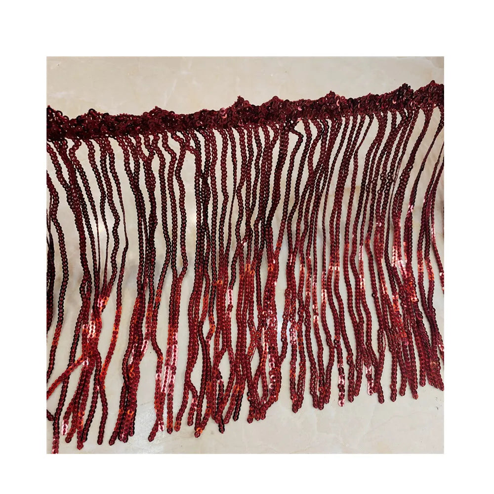 Hot Selling Garment Accessories Sequin Tassel Fringe  Chain Trim Fringe for Latin Dance Dress Macrane Tassel Fringe Women