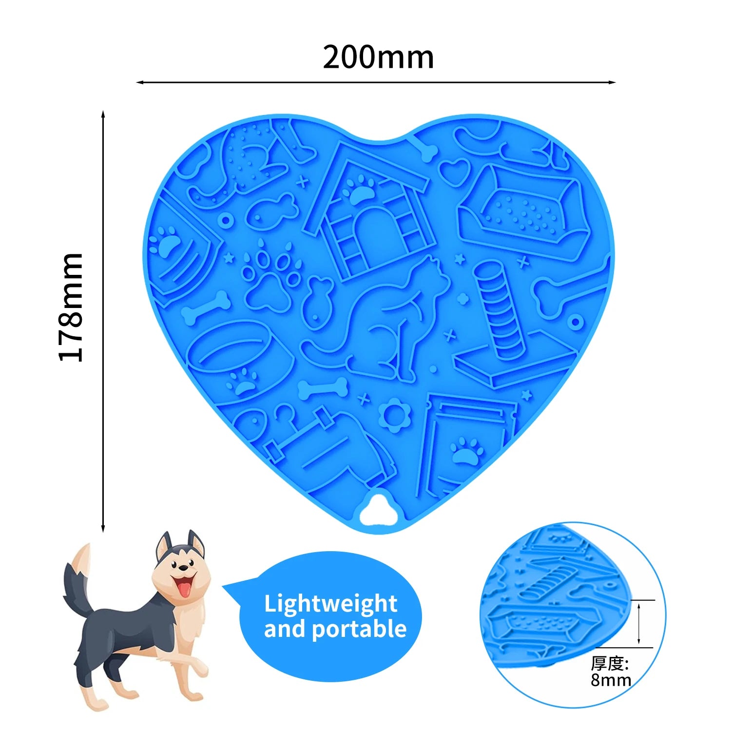 Heart Shape Silicone Lick Mat for Dogs Cats with Suction Cup Wall Mounted Slow Feeder Calming Mat BPA Free Dishwasher Safe