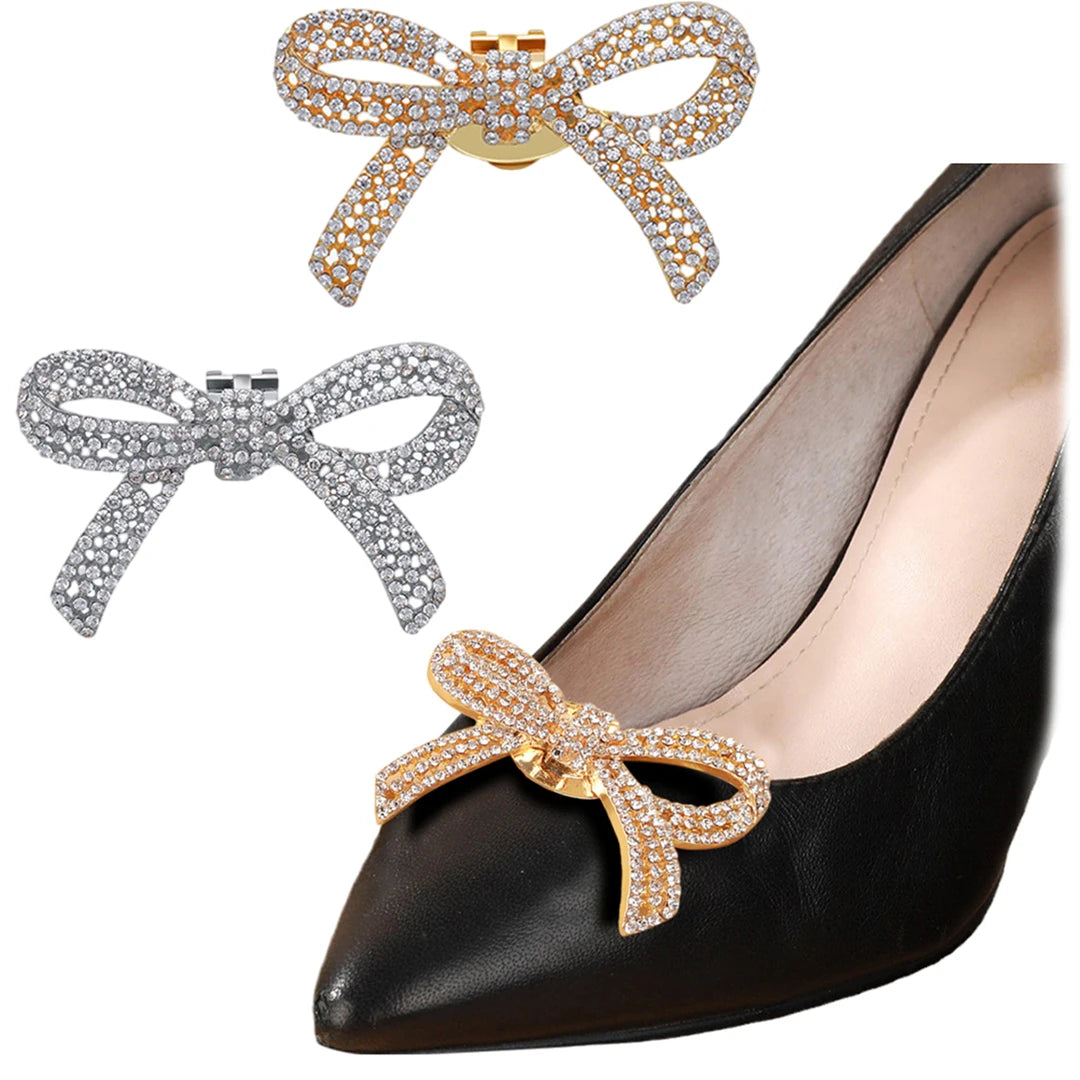 Detachable Bow Clips Bridal Wedding Shoe Decorations Crystal Rhinestone Heart Shape Customized Color Durable Fashion Trend Shoe