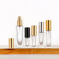 Hot Sale 5ml 10ml 30ml square Shape clear Transparent Glass Perfume Bottle With Golden Spray Pump Cap Cosmetic Container