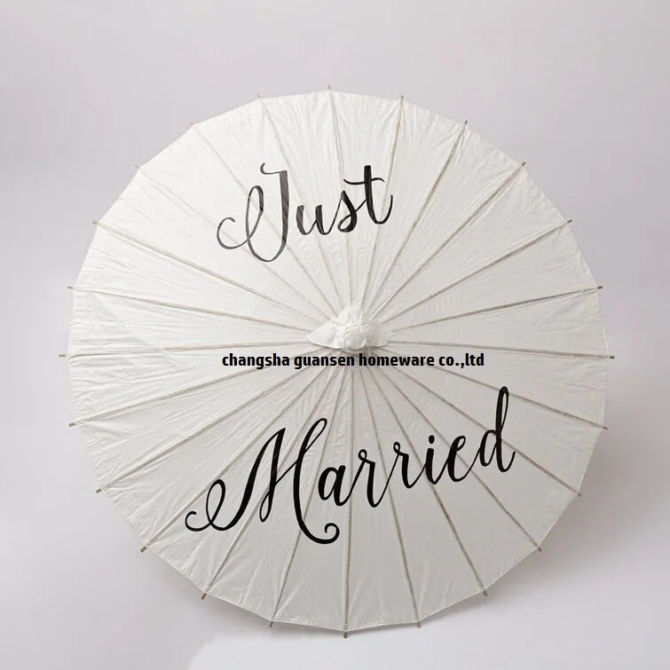 Hot Sale Custom 32-Inch Luxury White Paper Parasol   Wedding Umbrella with Straight Design Made of Bamboo Oilpaper
