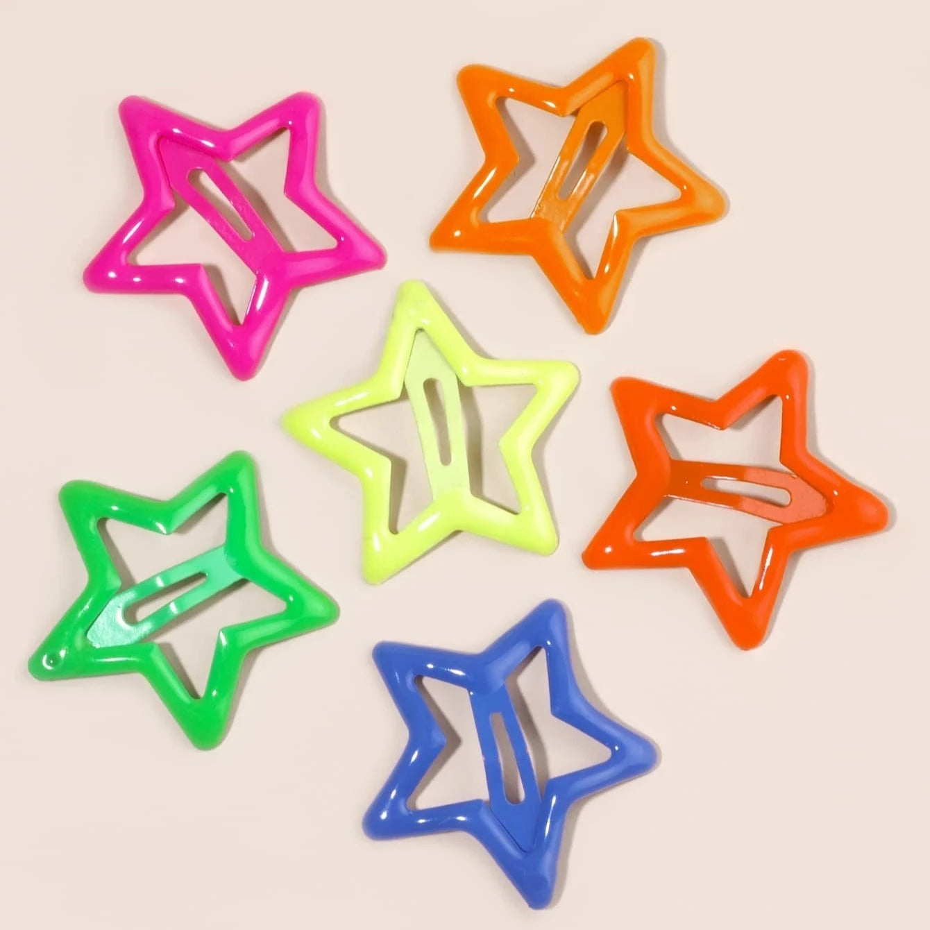 Y2K Party Revival 6pcs Star Design Multicolor Adorbs Cutest Little BB Snap Hair Clip for Women Paint Hairpin Girls