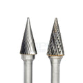 Type M Point Conical Tungsten Carbide Burr Rotary File with Single Double Cut Tooth 2.35mm 3mm 6mm Shank Deburring Tools