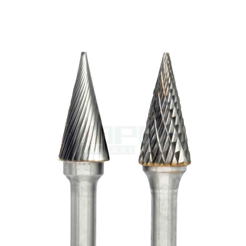 Type M Point Conical Tungsten Carbide Burr Rotary File with Single Double Cut Tooth 2.35mm 3mm 6mm Shank Deburring Tools