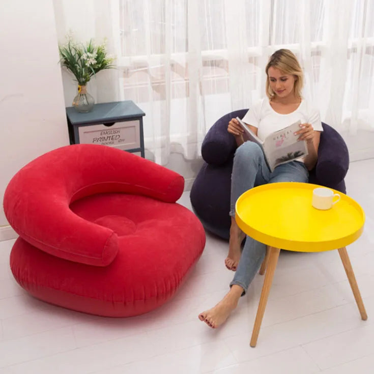 Home Decoration Folding PVC Flocking Inflatable Air Sofa Lounger Sofa Chair for Relax