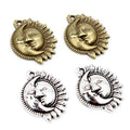 20pcs 16x20mm Antique Silver Color Bronze Moon Sun Flower Handmade Charms Pendant DIY Jewelry Findings for Bracelet Necklace
