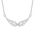 Exquisite Jewelry 925 Sterling Silver CZ Diamond Angel Wing Pendant Necklace for Women