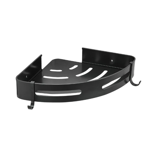 High Quality Bathroom Corner Wall Mounted Metal Shelf Rustproof Space Aluminum Black Triangle Shelf