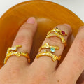 In Stock Fine Jewelry Branch Grain Oval rainbow Zircon Ring Stainless Steel Hypoallergia White Color Stone