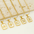 INS Stainless Steel Snake Chain and Shell Letter Pendant for Women square Titanium Steel Head English Initial Letter Necklace