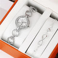 Fenyi Wholesale New Style Personality Trend Fashion Temperament Diamond Glass Alloy Quartz Watch Bracelet Set for Women