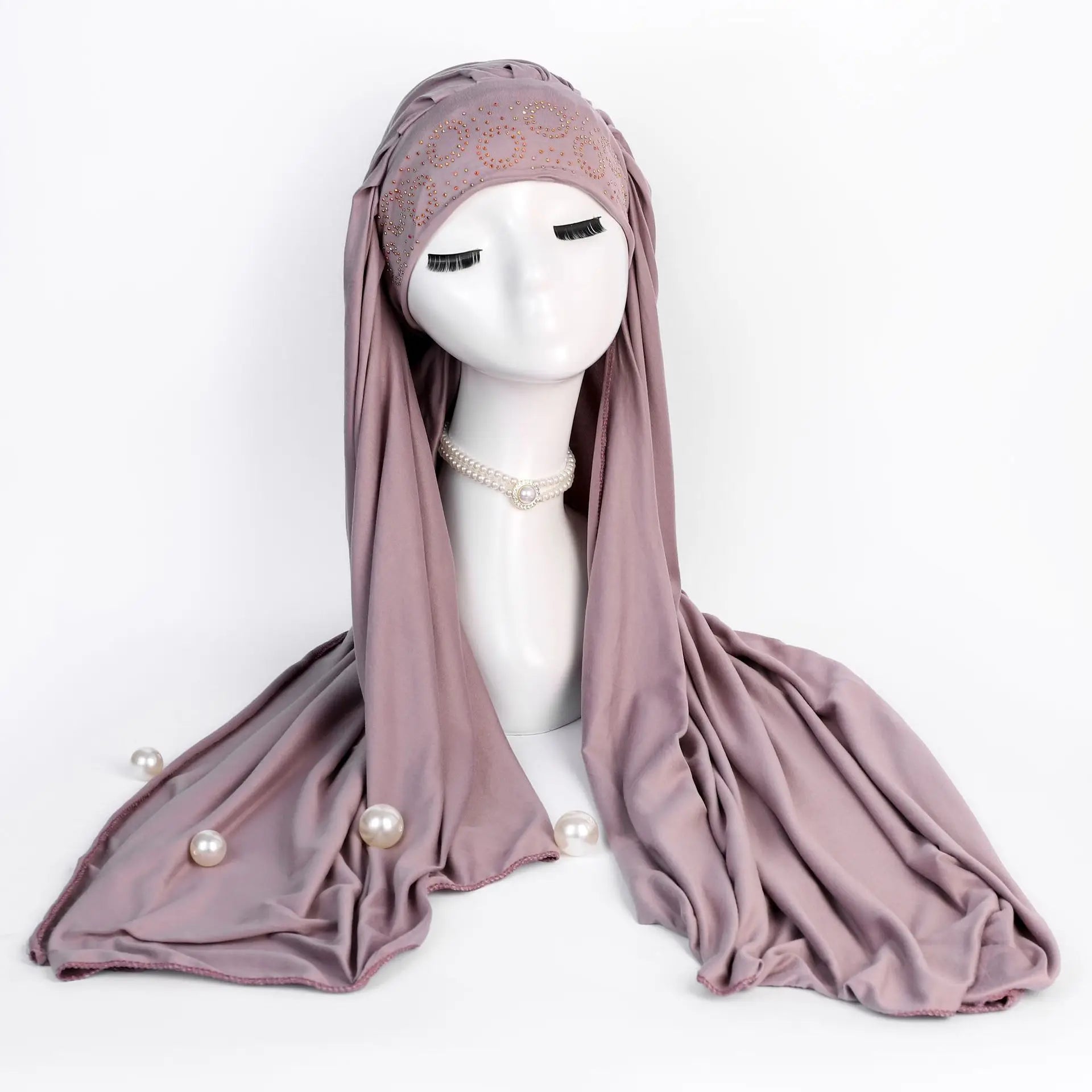 2023 Best Selling Kuwaiti Rhinestone Fashionable Accessoire Malaysian Scarf Khimar Bonnet Inner Hijab Turban With Niqab