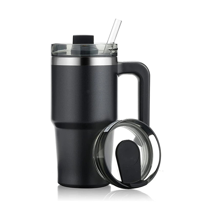 20oz 30oz Tumbler with Handle and Straw Lid Big Grip Custom Leak Resistant Reusable Vacuum Adventure Tumbler Thermos Bottle