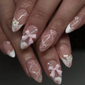 24 Pcs French Style Romantic Art Acrylic Press on Nails Artificial Fingernails Candy False Nails Dating  Party 3378