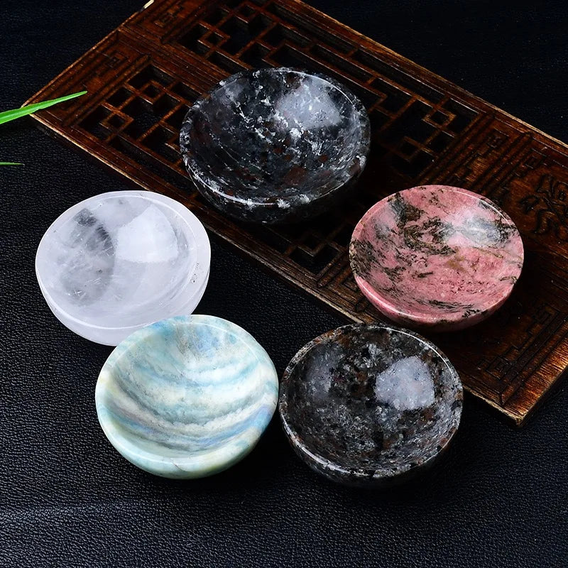 Natural Crystal Bowl Ornament Polished Ashtray Demagnetization Home & Office Decoration for Gift