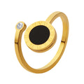 Roman Digital Acrylic Ring with Open Set Zircon Stainless Steel 18k Gold Plated Ring