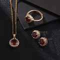 Fashion Set Earrings for Women Necklaces Round Zircon Pink Crystal Necklace Pendant Women's Jewelry Anniversary Gift