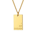 Inspiration Letter Square Stainless Steel Gold Charm Pendant Necklace for Women-Casual Fashion Anniversary Party Jewelry