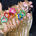 NM1057 Gold Enamel Love Heart Spring Gate Clasp Buckle Chunky Chain Necklace Valentine's Day Gift for Lover Mom
