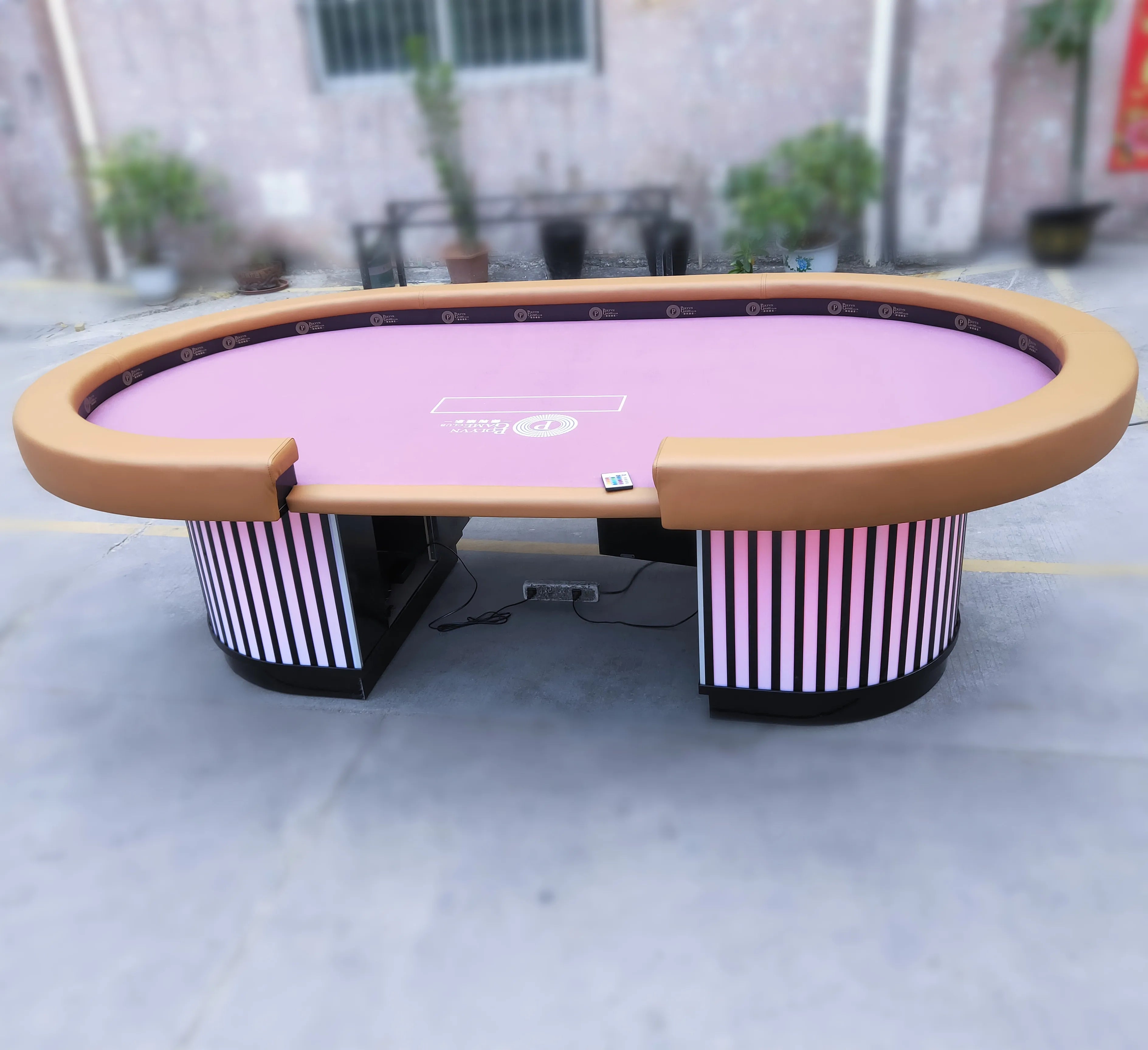 Luxury Custom Fire Waterproof Leather Gaming Table Half Round Mini Blackjack Caribbean Poker Baccarat Table for Mahjong Players