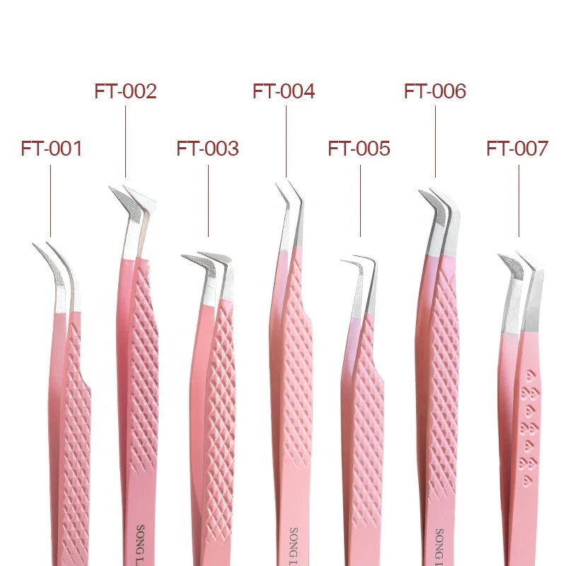 SONG LASHES Wholesales Professional Custom Label Tweezers for Volume Lashes Fiber Tips Extension Tweezers