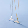Cubic Zirconia Whale Tail Pendant Gold Plated Jewellery 925 Sterling Silver Necklaces Fashion Jewelry for Women
