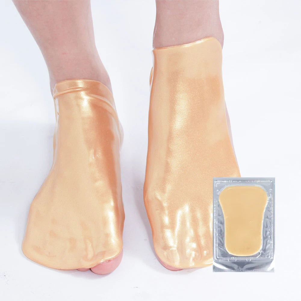 24K Gold Aloe Vera Collagen Foot Care Mask Vegan Gel with Hyaluronic Acid and Vitamin C Luxury SPA Experience