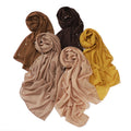 Simple Headscarf Ramadan Gift Women Stylish Elegant Solid Color Breathable Thin  Hijab Chiffon Pearl Shawl Scarf